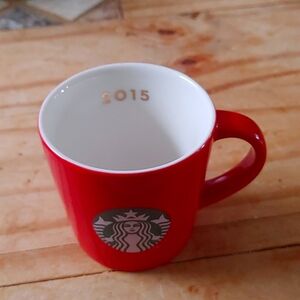 2015 Starbucks Mini 3oz Red Mug, Demi Espresso Cup, Green Mermaid Logo, Xmas